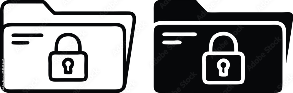 Poster secure folder icon – locked file symbol for privacy, protection, and data security
