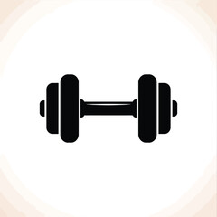 Simple Black Dumbbell Icon for Fitness Design