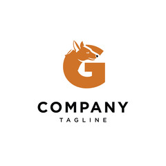 Letter G Ajak Dog Logo Icon Vector