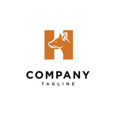 Letter H Ajak Dog Logo Icon Vector