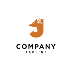 Letter J Ajak Dog Logo Icon Vector