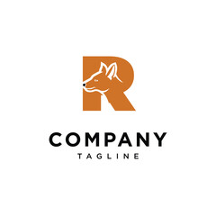 Letter R Ajak Dog Logo Icon Vector