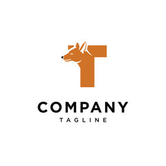 Letter T Ajak Dog Logo Icon Vector