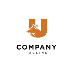Letter U Ajak Dog Logo Icon Vector