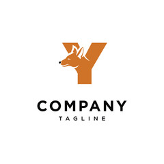 Letter Y Ajak Dog Logo Icon Vector