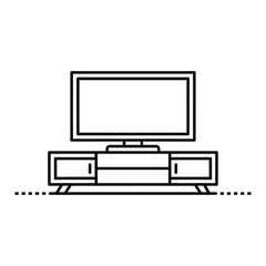 Television on a stand outline illustration for design and decoration projects