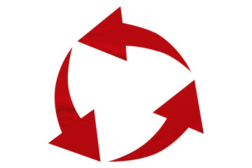 Red recycle symbol paper isolated on transparent background