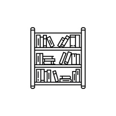 Bookcase with Books Outline Icon Education and Knowledge Concept