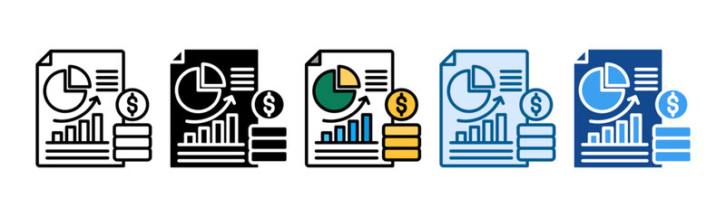 Sales Report Icon Set Multiple Style Collection