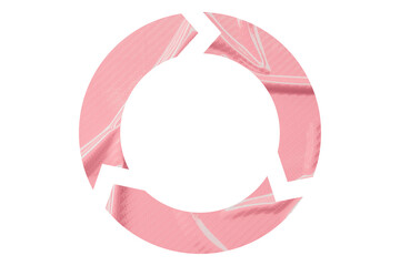 Pink recycle symbol paper isolated on transparent background