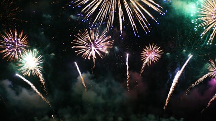 Green Firework celebrate anniversary happy new year 2025, 4th of july holiday festival. Green...
