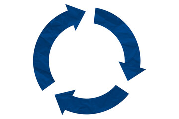 Blue recycle symbol paper isolated on transparent background