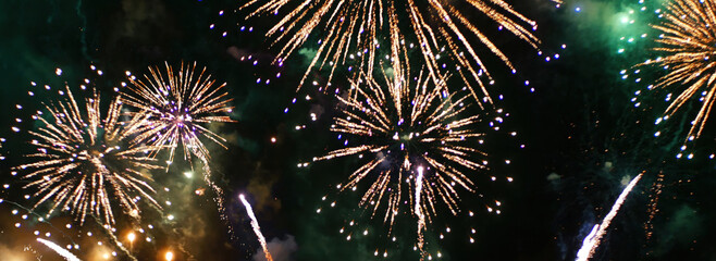 Banner Golden Firework celebrate anniversary independence day night time celebrate national...