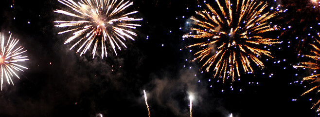 Banner Golden Firework celebrate anniversary independence day night time celebrate national...