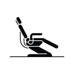 Dental chair black glyph icon medical equipment dentist office furniture