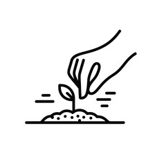 Hand Planting Seedling in Soil Symbol of Growth and New Beginnings