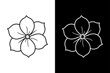 Petunia Vector Line Icon. Clean Floral Sketch in Black and White
