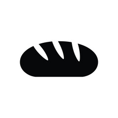 Simple Black Bread Loaf Icon Illustration on White Background