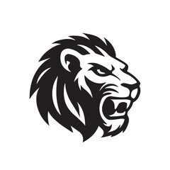 Majestic Lion Head Silhouette – Bold Wild Animal Icon in Black

