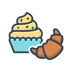 Vector color shadow icon for Baked goods