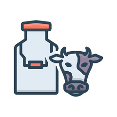 Vector color shadow icon for Cow milk