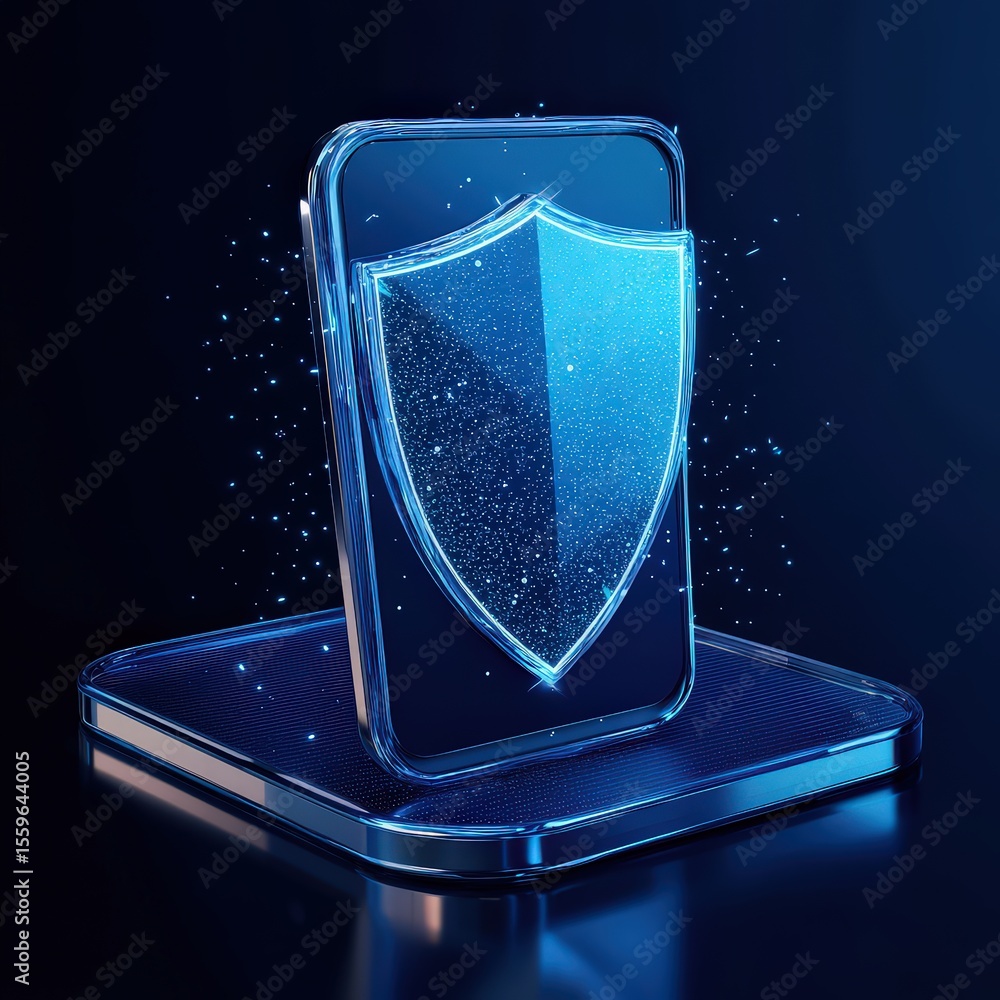 Leinwandbilder mobile security measures digital space graphic representation tech environment front view cyber prot