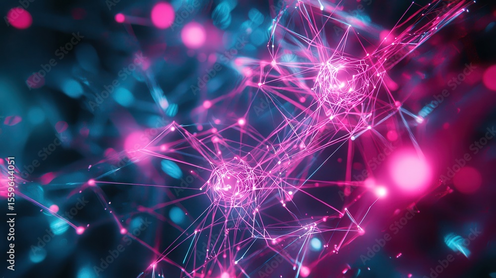 Poster Exploring quantum connectivity vibrant neural networks digital realm abstract art futuristic perspective