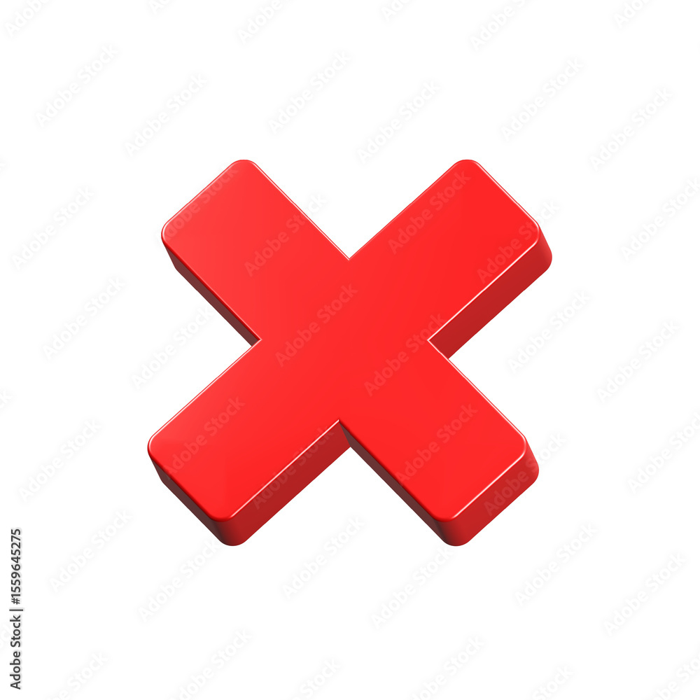 Poster delete icon red color 3d rendering