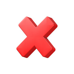Delete icon red color 3d rendering