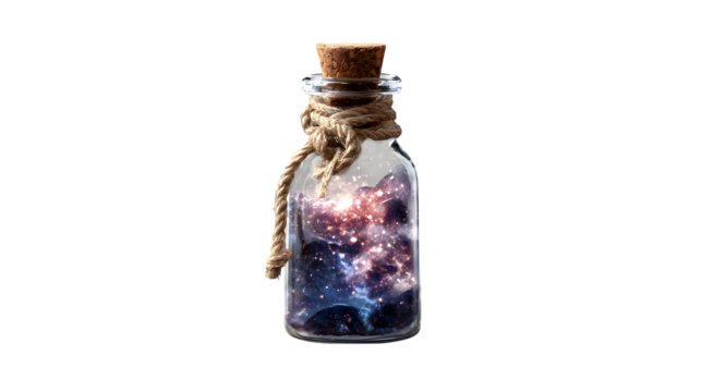A crystal bottle with galaxy - Powered by Adobe