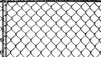 metal mesh chain link fence texture Isolated on a white background, backdrop