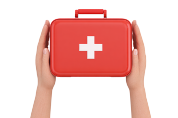 First-aid kit case held in both hands