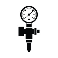 Black and white vector illustration of a pressure gauge instrument symbol