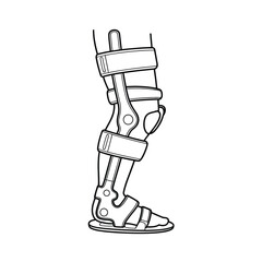 Leg brace outline illustration for medical equipment or injury recovery