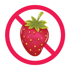 No strawberry sign, forbidden strawberry sign, stop eating strawberry icon, restricted strawberry symbol, do not eat strawberry warning