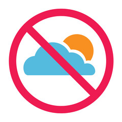 No weather forecast sign, no climate information symbol, no meteorology report icon, forbidden weather forecast sign, weather icon with red crossed circle symbol