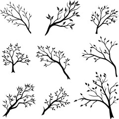 tree branch silhouettes and Nature Elements Illustration