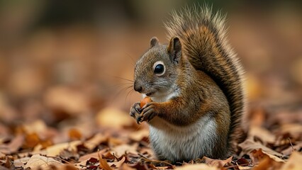 Autumn Chestnut & Squirrel Illustration and Nature Landscape Image Set