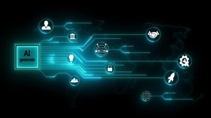 AI generate animation generate AI artificial intelligence icon symbol of generative button icon outline and collection crate star magic wand. Computer screen open ai artificial intelligence answer - Powered by Adobe