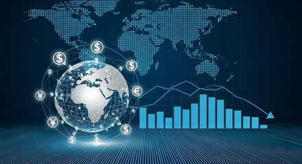 Global Financial Market with Earth and Currency Symbols