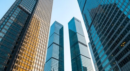 Tall Corporate Skyscrapers Representing Financial Power

