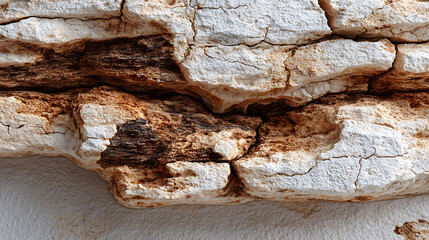 Close up of a weathered stone wall with cracks