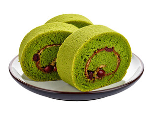 Matcha Dessert Roll Cake with transparent Background