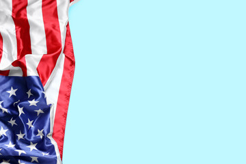 USA flag on blue background. Independence Day celebration