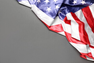 USA flag on grey background. Independence Day celebration