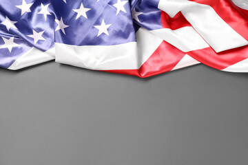 USA flag on grey background. Independence Day celebration