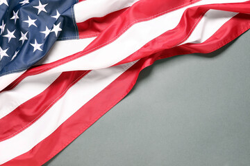 USA flag on grey background. Independence Day celebration