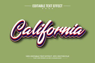 California 3D editable text effect template