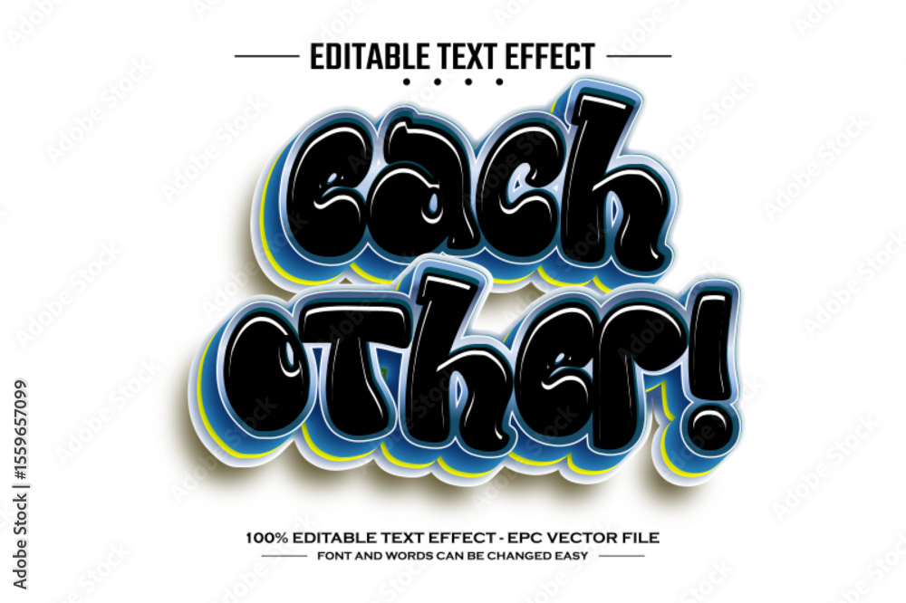 Poster each other 3d editable text effect template