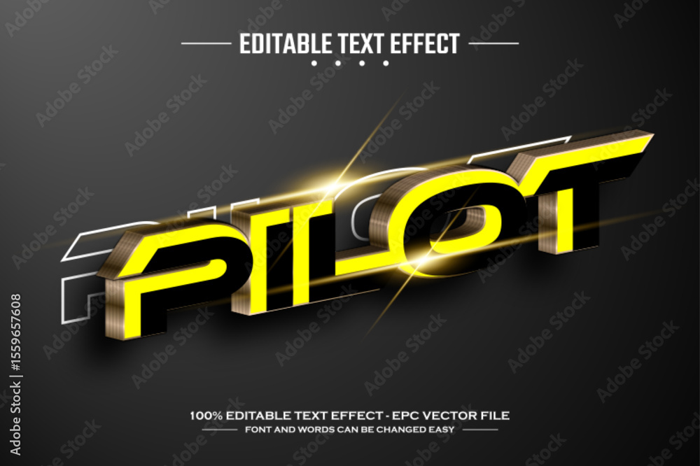 Poster pilot 3d editable text effect template
